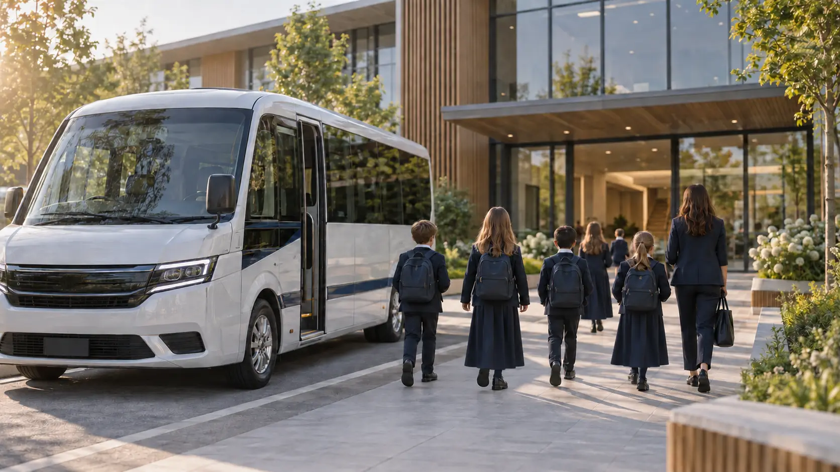 Fëmijët arrijnë me autobus te shkolla